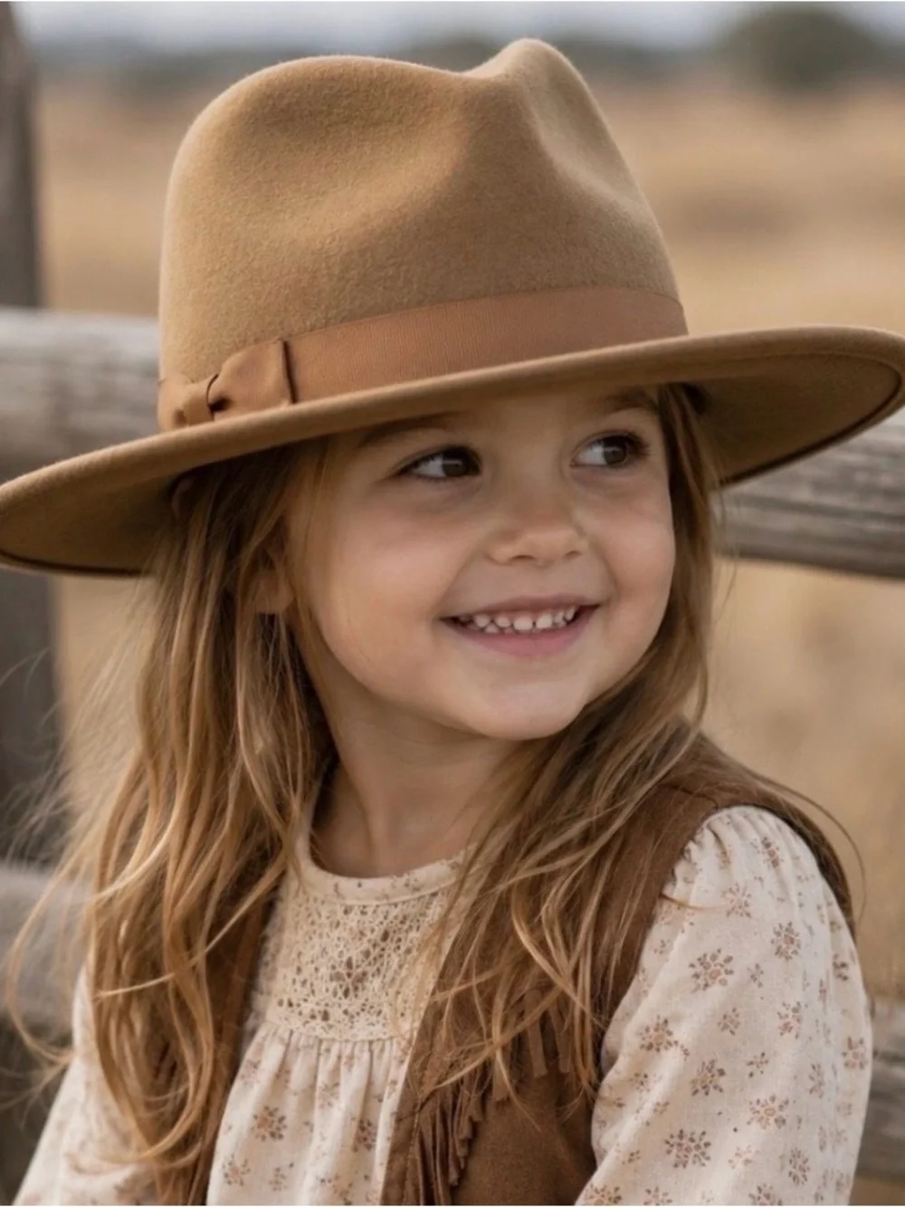 Lack of Color Teak Rancher hat Kids Wide-Brim in Tan - one size Australian wool